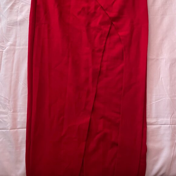 Fashion Nova Red Heart-Shaped Strapless Dress with slit - Picture 5 of 5